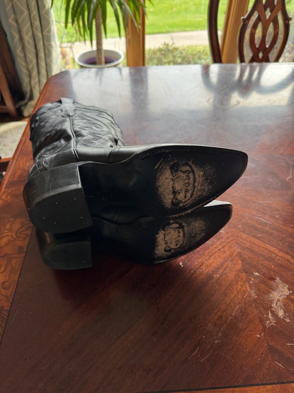 Women's Black Leather Western Boots - Picture 3 of 8
